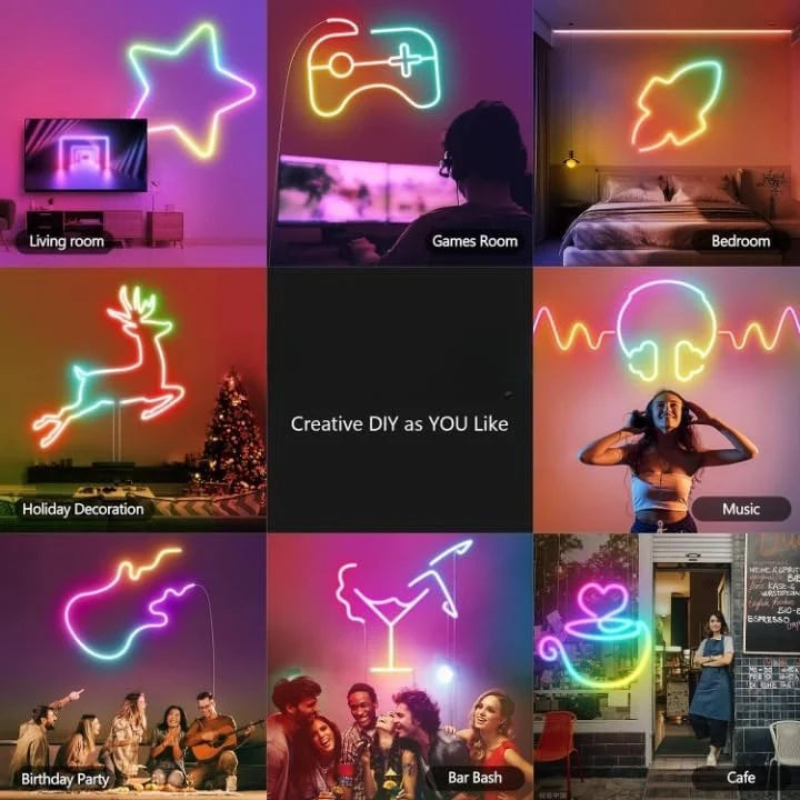 Neon Rope Lights RGB LED Strip App Control Music Sync
